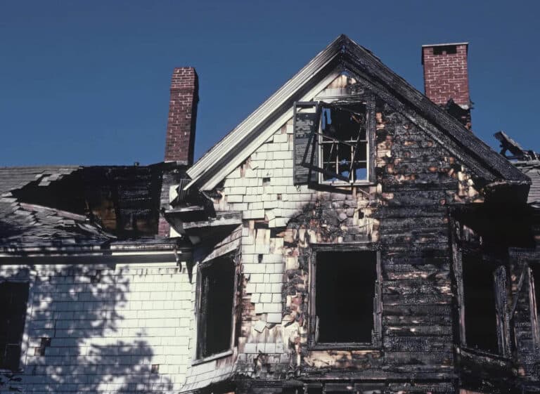 Fire damaged house Texas